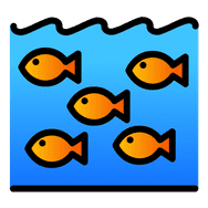 Ikon av fisker i havet